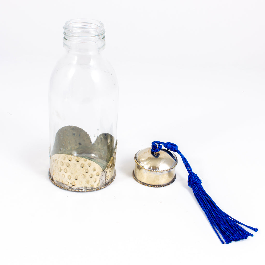 Moroccan Glass Travel Bottle with Tassel | Large
