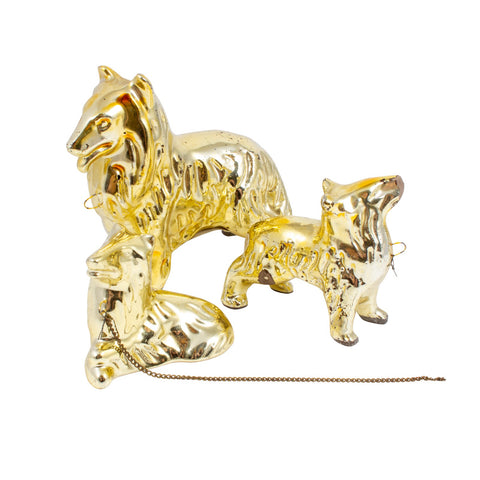 Trio of Belgian Shepherd Figures in Gold Foil