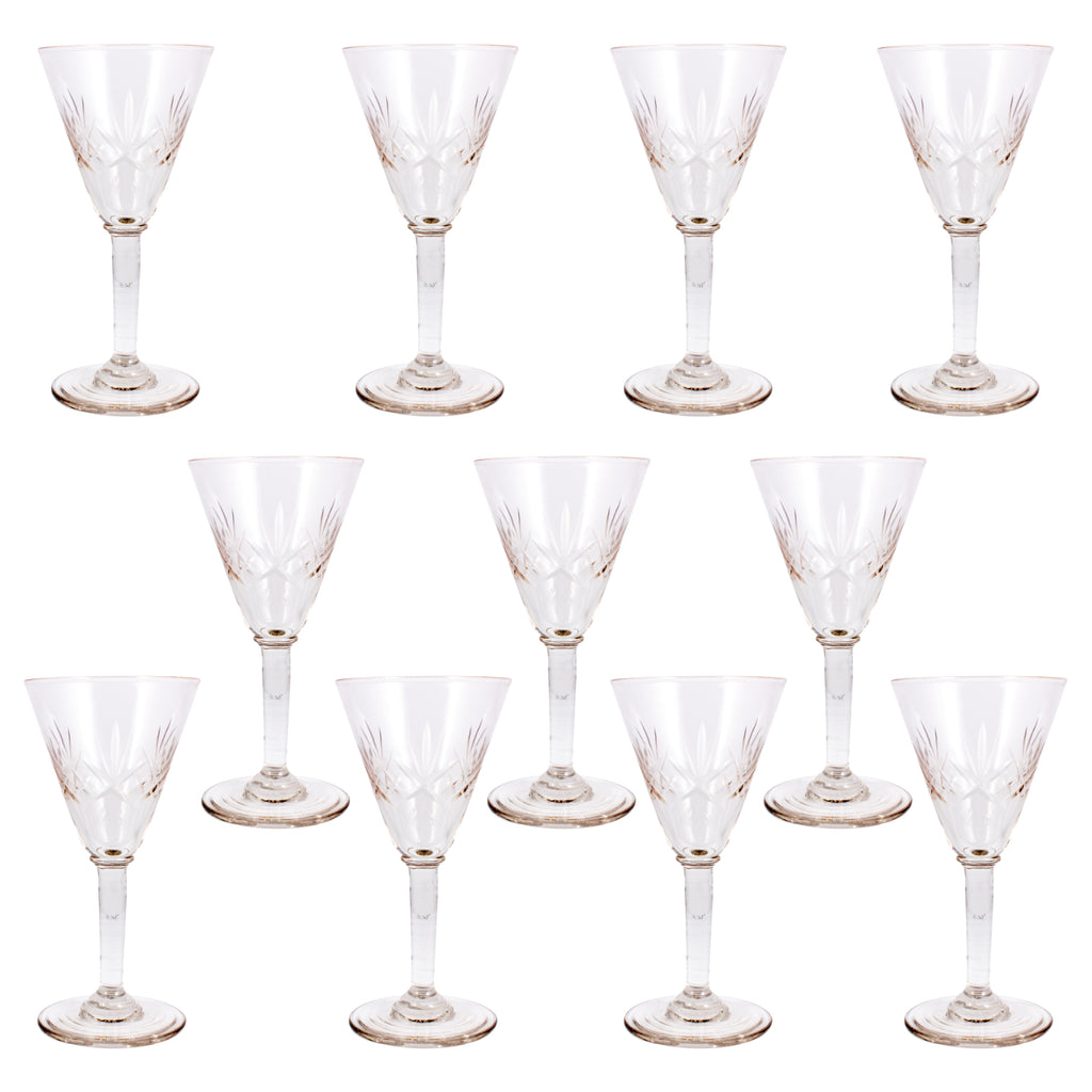 Vintage French Cut Crystal Glasses | Medium Size - Set of 11