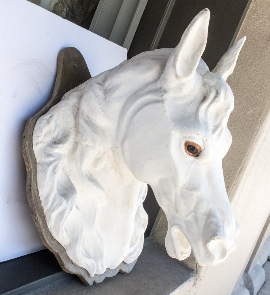 Rare 19th Century Zinc Horse Head Trade Sign Found in Paris, France