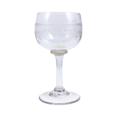 Vintage French Engraved Crystal Dessert Wine Glasses | Set of 8