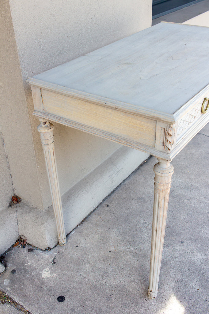 Antique French Louis XVI Style Wood Writing Desk in Greige Wash