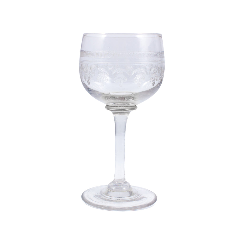 Vintage French Engraved Crystal Cordial Glasses | Set of 7