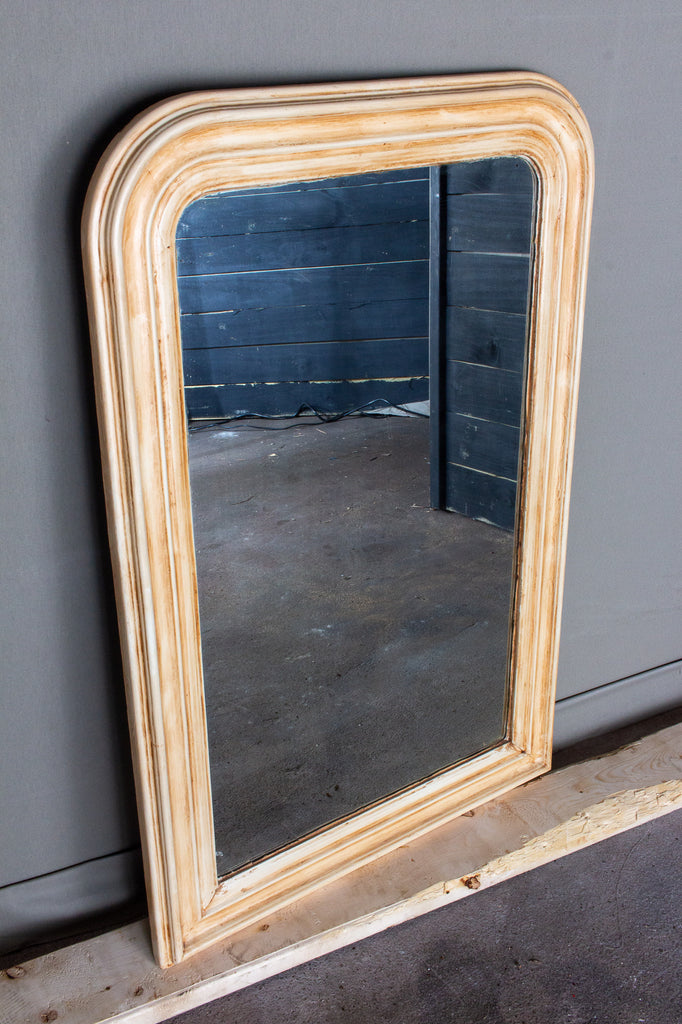Cream Painted Antique French Louis Philippe Mirror