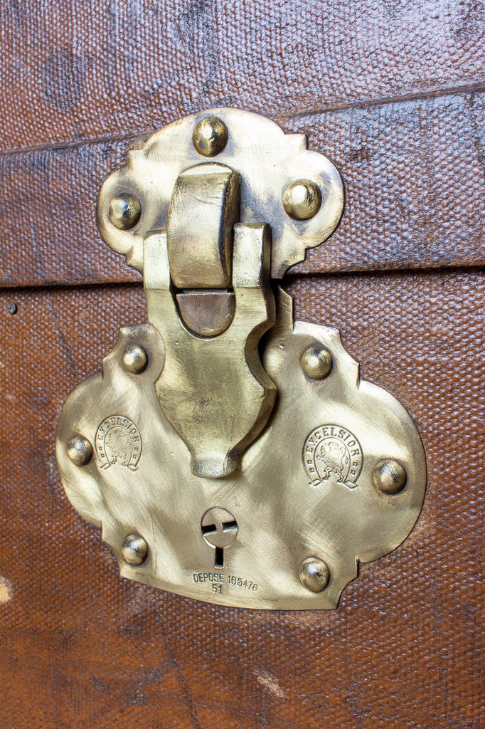 Antique French Malard Paris Steamer Trunk with Brass Hardware & London –  Laurier Blanc