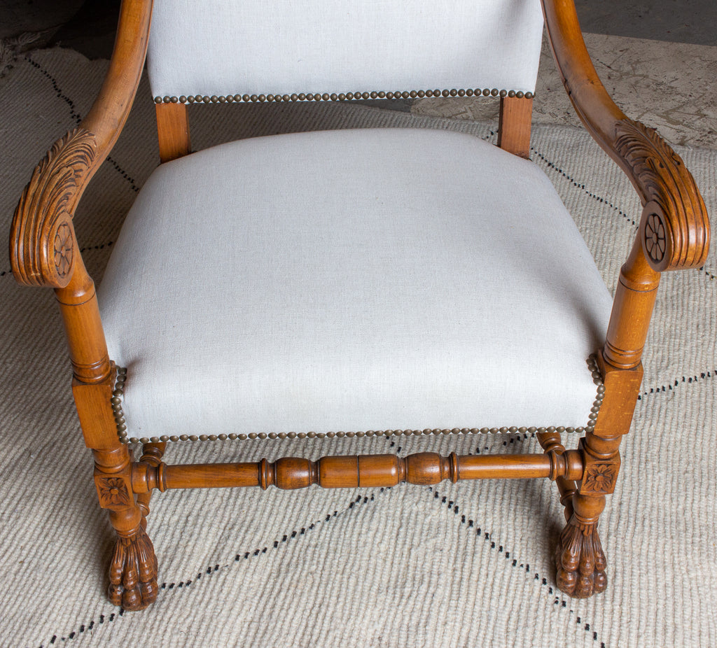 Antique French Louis XIII Carved Armchairs | Pair Available
