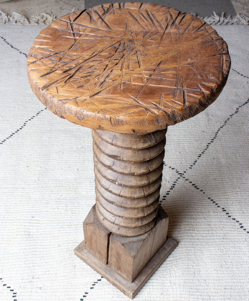 Antique French Solid Wood Tourniquet Pedestal Table