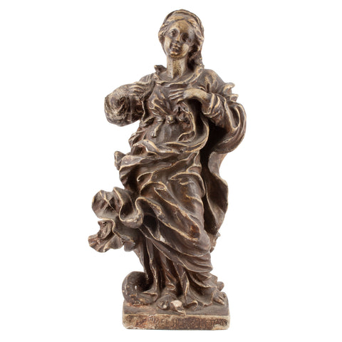 Vintage Signed Cast Plaster Female Statue found in France