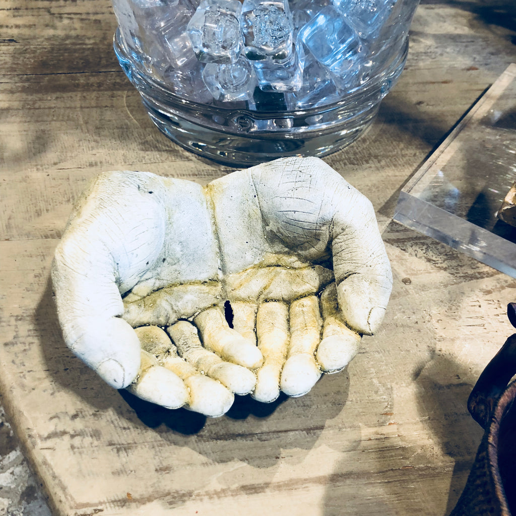 Cast Stone Hands Dish