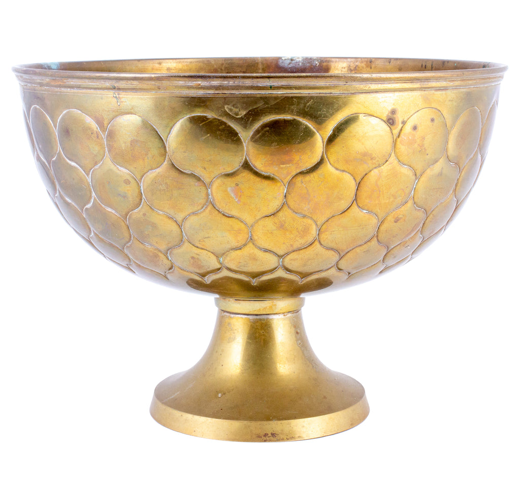 Antique French Scalloped Footed Brass Bowl