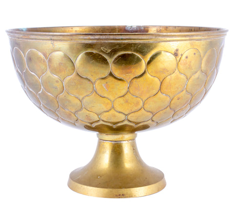 Antique French Scalloped Footed Brass Bowl