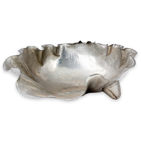 Handmade Vintage Italian Pewter Shell-Form Footed Bowl by Peltro