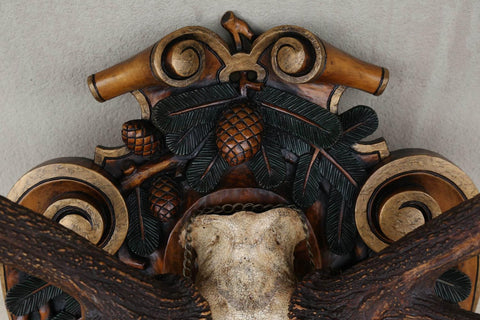 German Red Stag from Eulenburg Hunt of 1892 with Original Fürst-Pless Hunt Horn