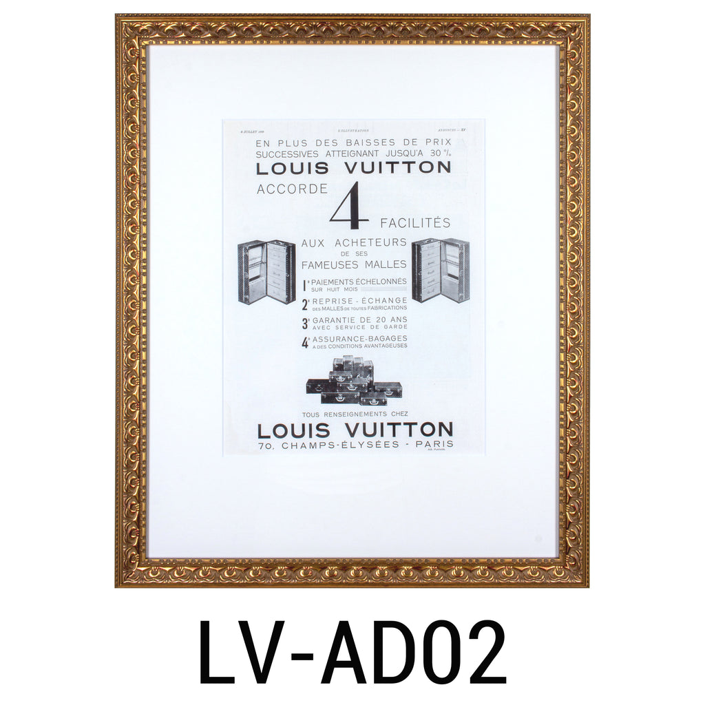 Framed 1930s Original French Louis Vuitton Luggage Print Ads