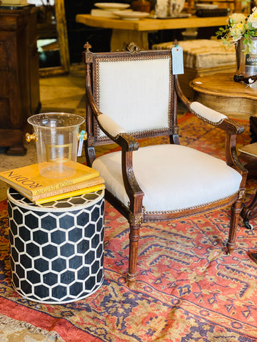 Inlaid Bone Honeycomb Stool & Side Table