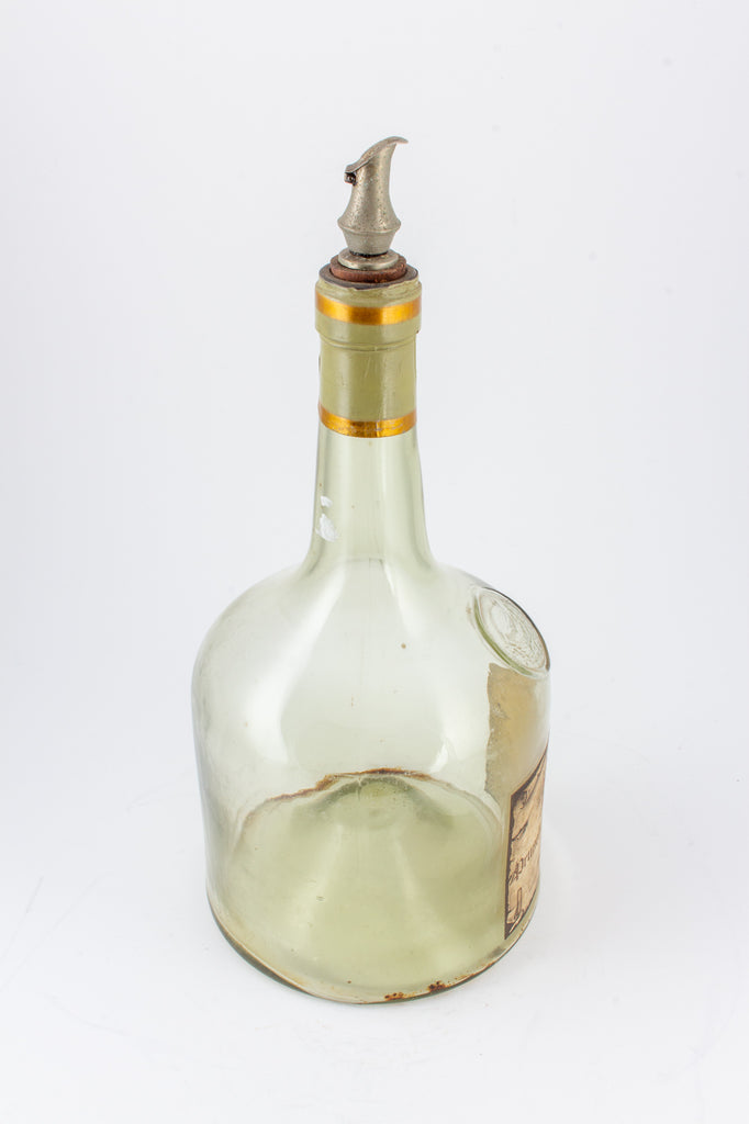 Antique French Spirits Bottle with Metal Spout
