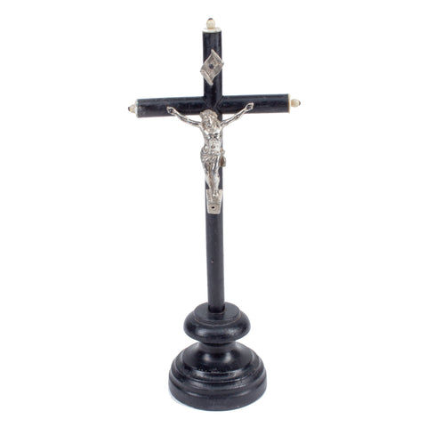 Vintage Wood & Metal Standing Crucifix found in Italy