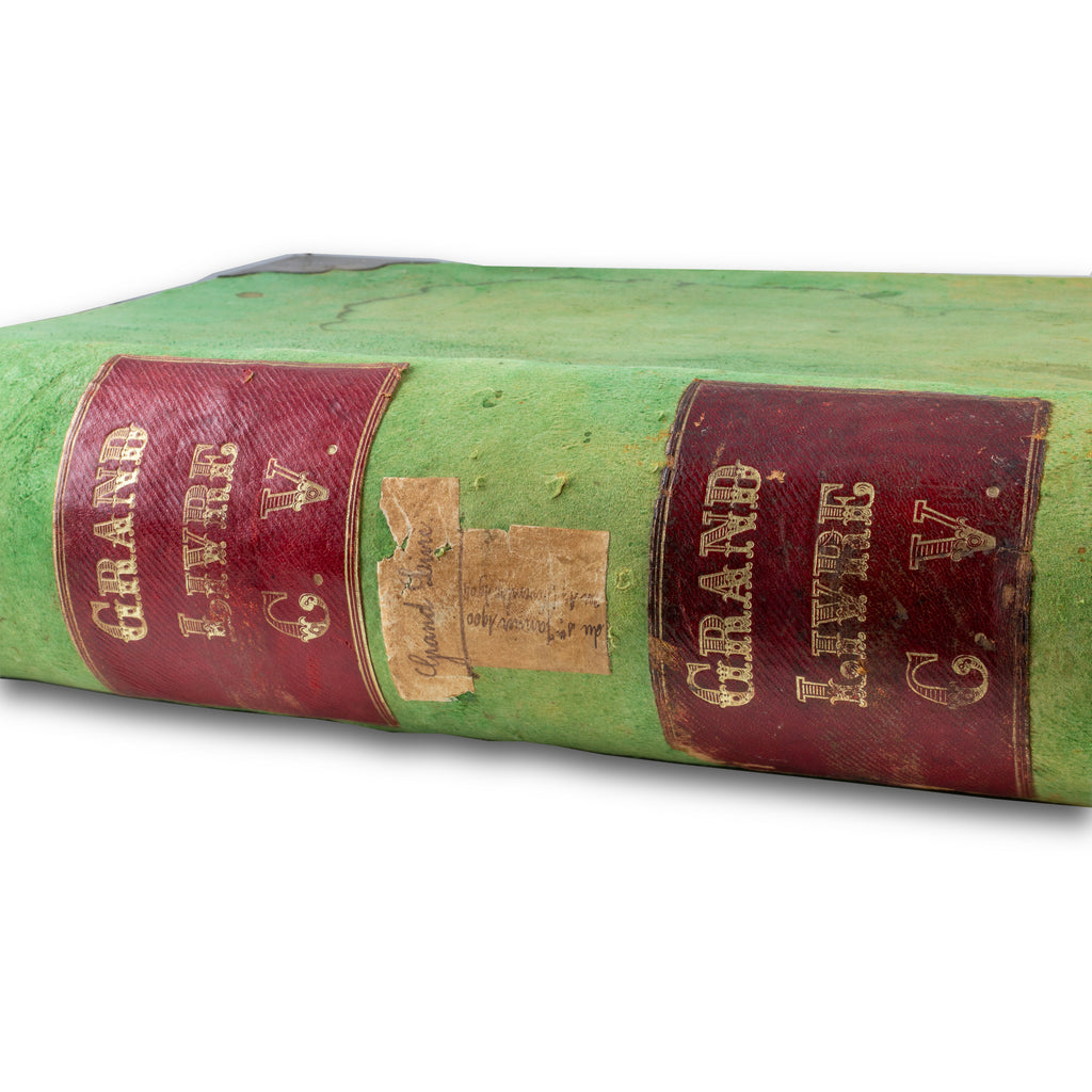 Antique French Green Felted "Grand Livre" Accounts Journal ca. 1900