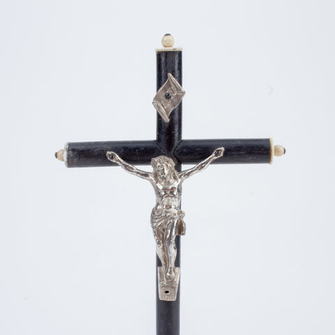 Vintage Wood & Metal Standing Crucifix found in Italy