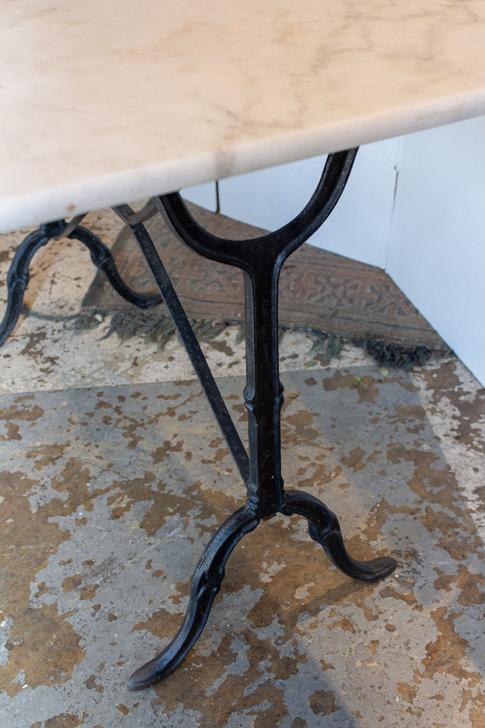 Antique French Marble and Iron Rectangular Bistro Table