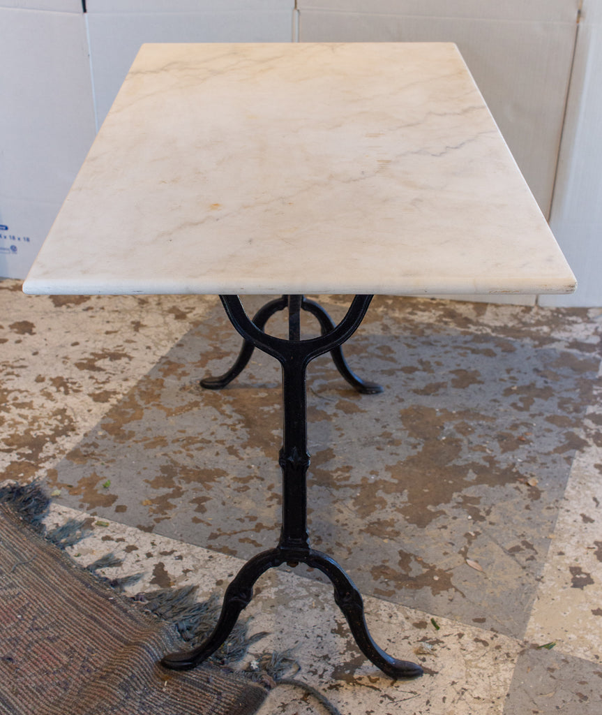 Antique French Marble and Iron Rectangular Bistro Table