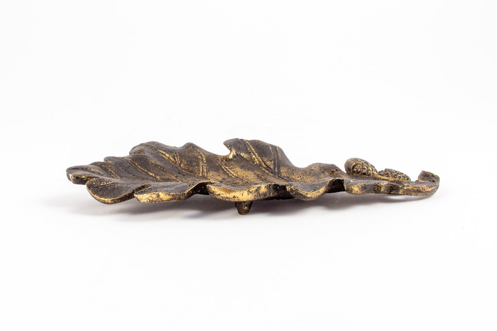 Antiqued Brass Oak Leaf Dish