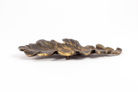 Antiqued Brass Oak Leaf Dish