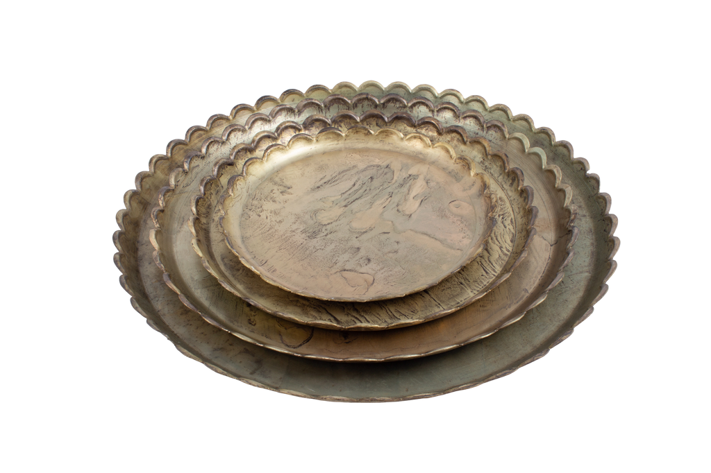 Round Brass Scalloped Trays | Four Sizes Available