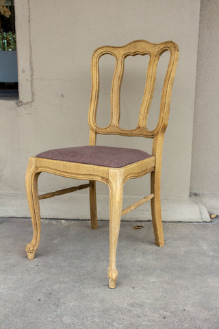 Vintage French Oak Dining Chairs with Belgian Linen Seat