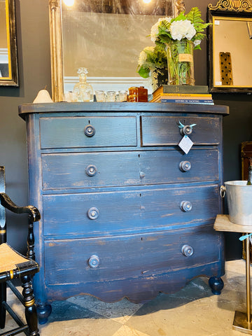 Antique Mahogany Dresser in Hale Navy with Mother of Pearl Inlayed Pulls