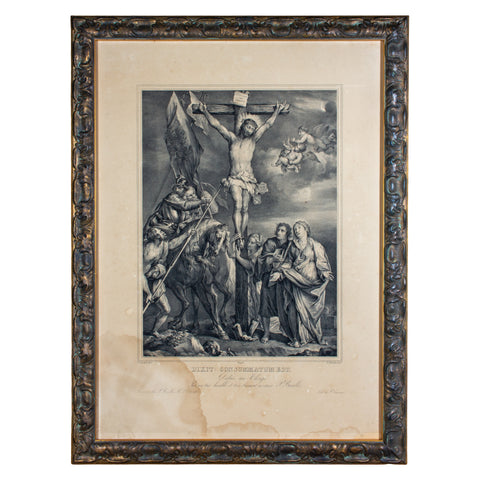 Framed Antique French Religious Print
