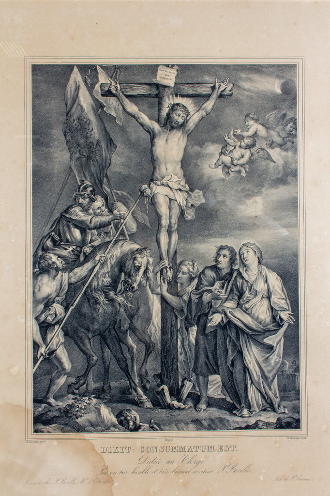 Framed Antique French Religious Print