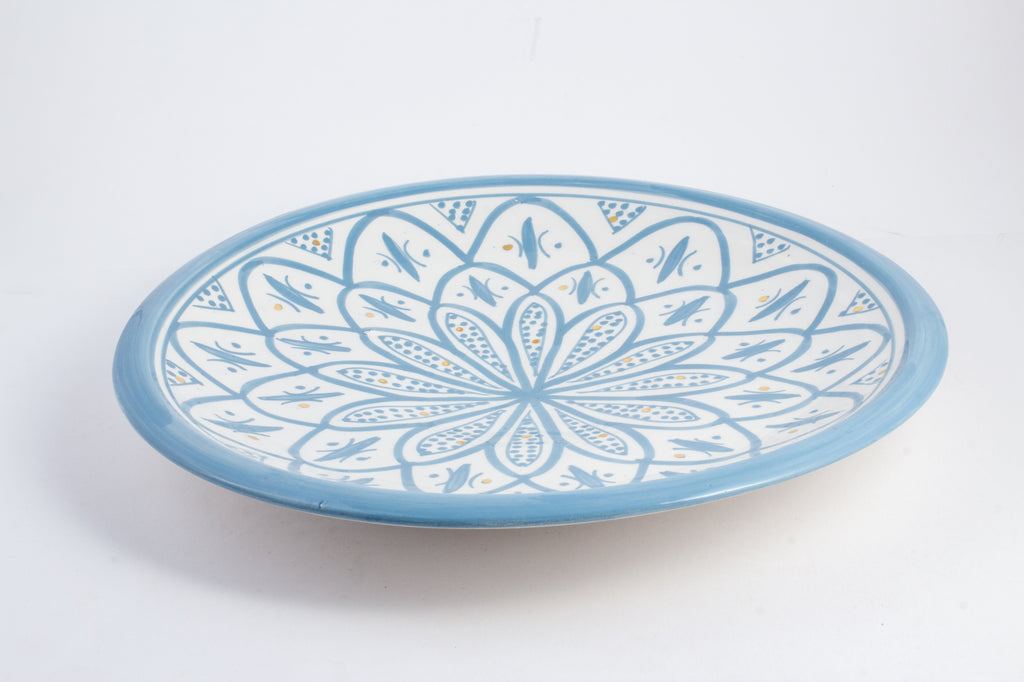 Handmade Zwak Pattern Glazed Moroccan Platter with 12K Gold | More Colors Available