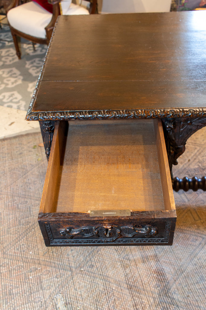 Antique Jacobean Style Ebonized Wood Desk, circa 1870