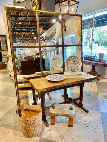 Antique French Distressed Wood Console Table