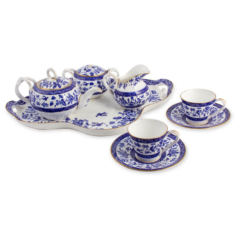 Antique French Blue & White Porcelain Tea Set