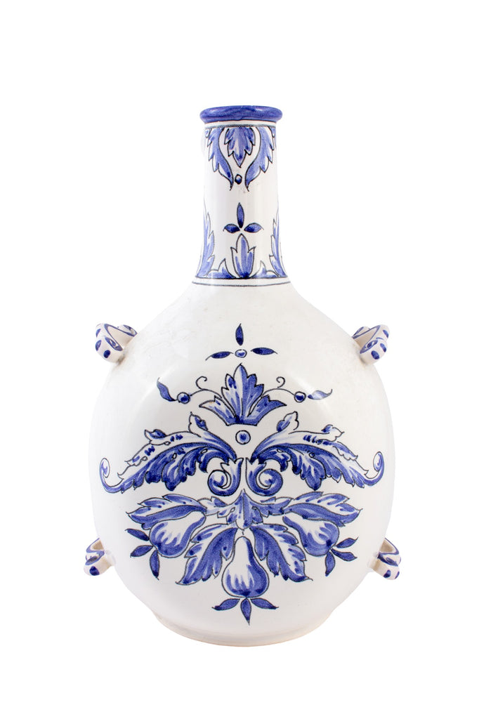 Antique Italian Blue & White Ceramic "Aqua Vitæ" Jug