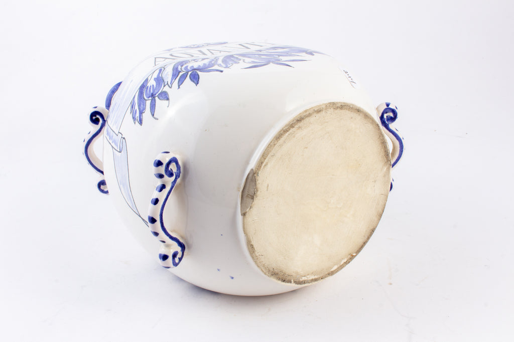 Antique Italian Blue & White Ceramic "Aqua Vitæ" Jug