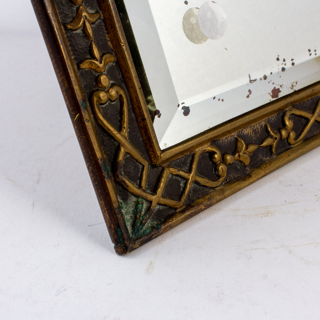Antique French Art Nouveau Beveled Mirror with Dragonfly Detail