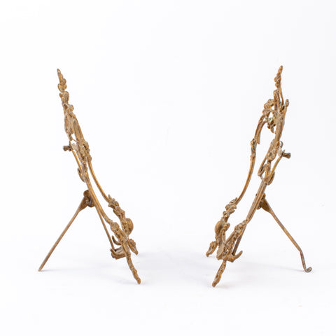 Antique French Brass Table Top Frame Pair