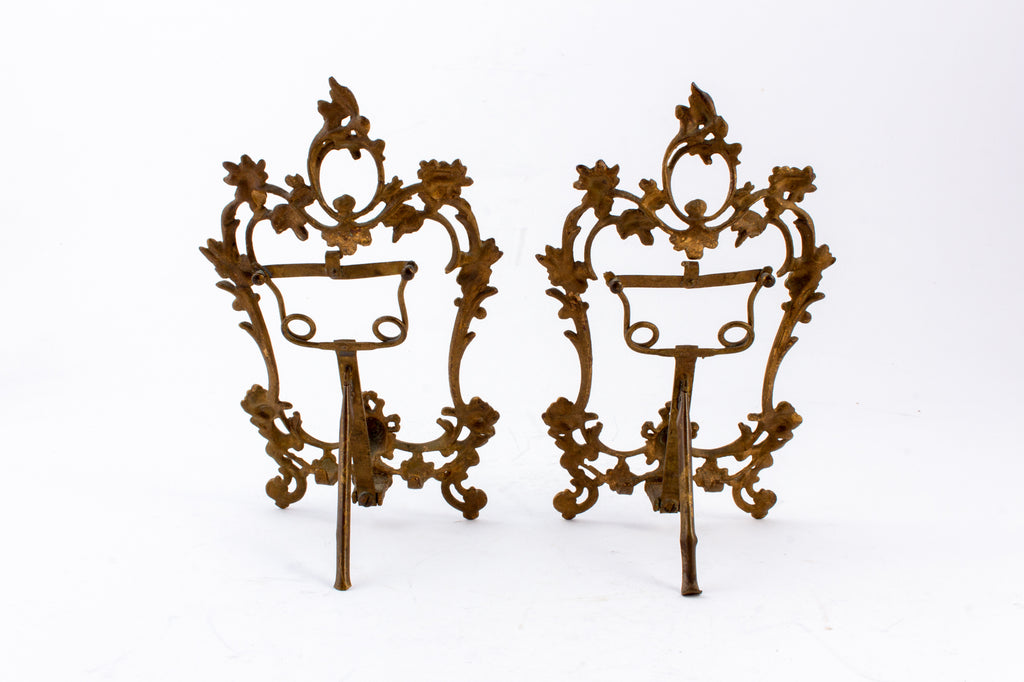 Antique French Brass Table Top Frame Pair