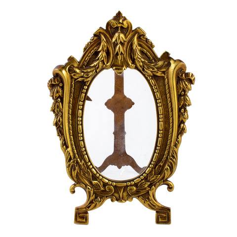 Antique French Ovular Art Nouveau Brass Tabletop Frame