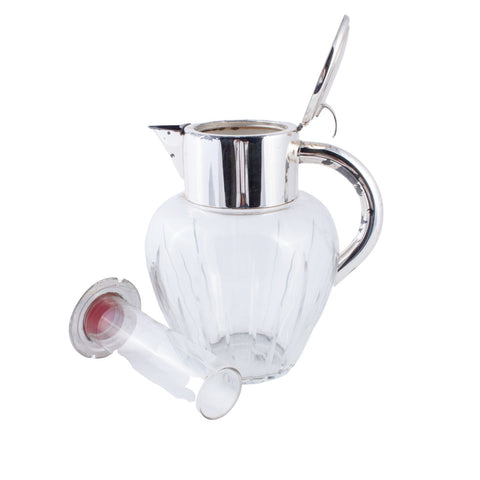 Vintage Cut Crystal & Silver Plate Lemonade Jug with Ice Holder