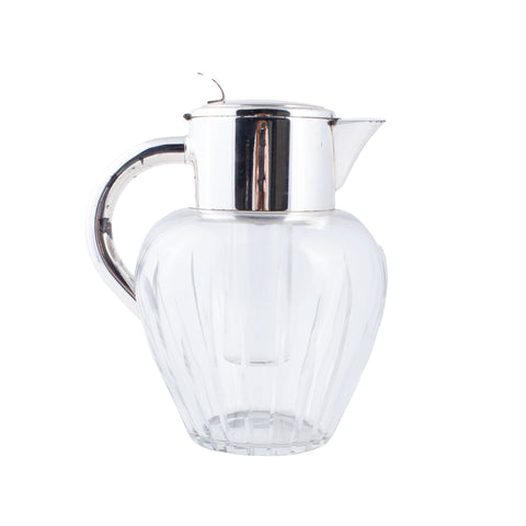 Vintage Cut Crystal & Silver Plate Lemonade Jug with Ice Holder