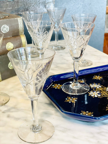 Vintage French Cut Crystal Glasses | Medium Size - Set of 11