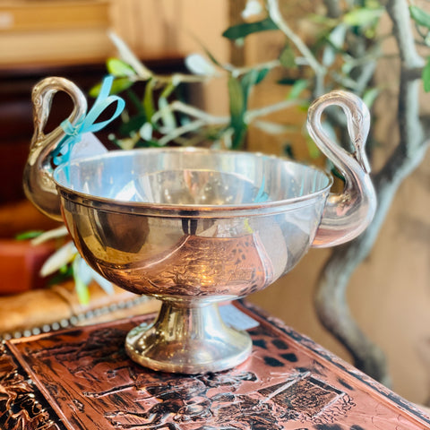 Vintage William Adams Towel Silver-plate Swan Bowl