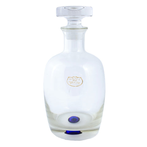 Mid-Century French "Cristal de Paris" Crystal Decanter with Cobalt Accent