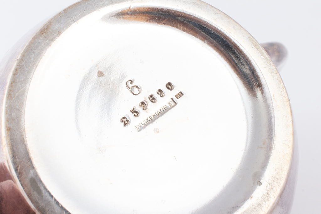 Antique Belgian Engraved Hotel Silver Sugar Bowl