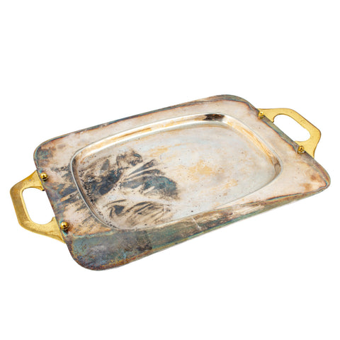 Vintage French Two-Tone Metal Handled Tray