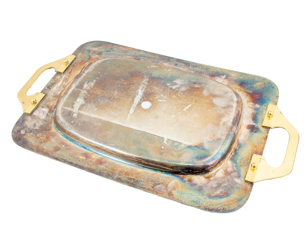 Vintage French Two-Tone Metal Handled Tray